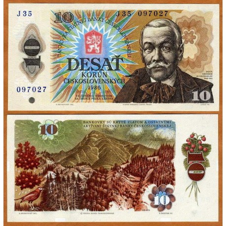 CHECOSLOVAQUIA 10 KORUN 1986 PAVOL ORSZAGUI Pick 94 BILLETE SC CZECHOSLOVAKIA UNC BANKNOTE