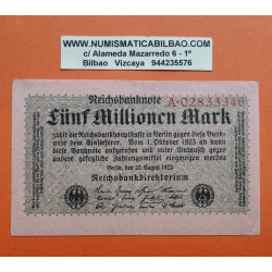 . ALEMANIA 5 MILLONES DE MARCOS 1923 Banco REICHBANK WEIMAR HIPERINFLACION Pick 105 BILLETE MBC+ Germany