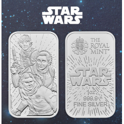 . 1 aaacoin @ENVÍO HOY@ INGLATERRA LIGHT SIDE JEDI Serie STAR WARS Lingote 1 ONZA 2024 MEDALLA DE PLATA PURA ROYAL MINT