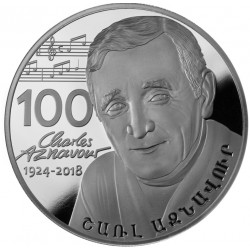 . 1 aaacoin @ENVIO HOY@ ARMENIA 500 DRAMS 2024 CHARLES AZNAVOUR MÚSICO y CANTANTE MONEDA DE PLATA cápsula ONZA Oz