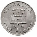 GIBRALTAR 1 CORONA 1969 CASTILLO y LLAVE SIMBOLO DEL PEÑON KM.4 MONEDA DE NICKEL SC Imperfecciones 1 Crown