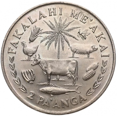 TONGA 2 PAANGA 1975 FAO TUPOU IV NICKEL KM@49 SC PA'ANGA