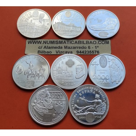 . 8 MONEDAS NUEVAS x España 2000 PESETAS 1994+1995+1996+1997 + 1998+1999+2000+2001 Plata @TAMBIÉN TENEMOS SUELTAS@