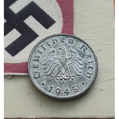 .ALEMANIA 1 REICHSPFENNIG 1945 E ESVASTICA NAZI III REICH @RARA@