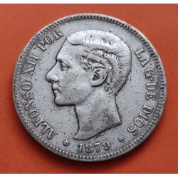 ESPAÑA 5 PESETAS 1879 * 18 79 EMM REY ALFONSO XII KM.676 MONEDA DE PLATA (DURO) @ESCASA@ Spain silver R/3