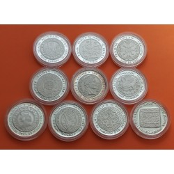 4,40 ONZAS x ESPAÑA 10 MEDALLAS DE PLATA PURA MONEDAS FAMOSAS DE LA HISTORIA DENARIOS, DUCADOS... SI CAPSULAS