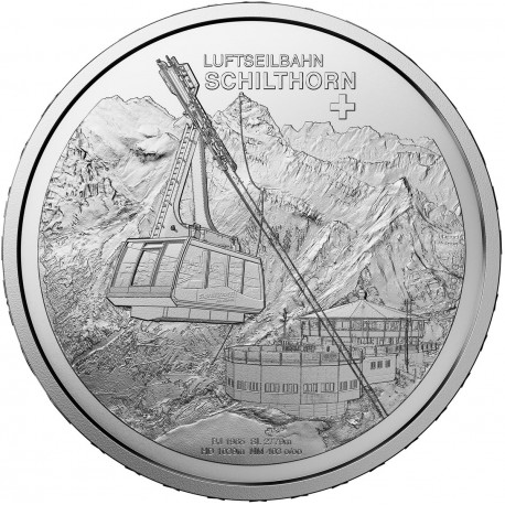 . 1 aaaacoin @5.000 Tirada@ SUIZA 20 FRANCOS 2024 B TELEFERICO SCHILTHORN LUFTSEILBAHN MONEDA DE PLATA SC Switzerland 20 Francs