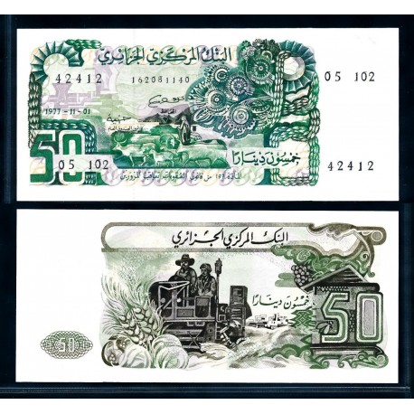 ARGELIA 50 DINARES 1977 REBAÑO DE OVEJAS y TRACTOR Pick 130 BILLETE SC Algerie Algeria 50 Dinars UNC BANKNOTE