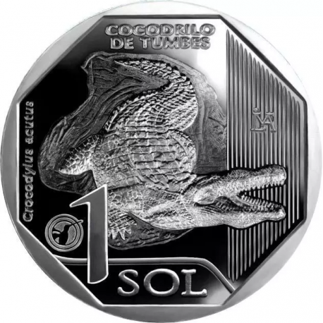 @BLISTER OFICIAL@ PERU 1 SOL 2017 COCODRILO DE TUMBES KM.404 MONEDA DE NICKEL SC BANCO CENTRAL