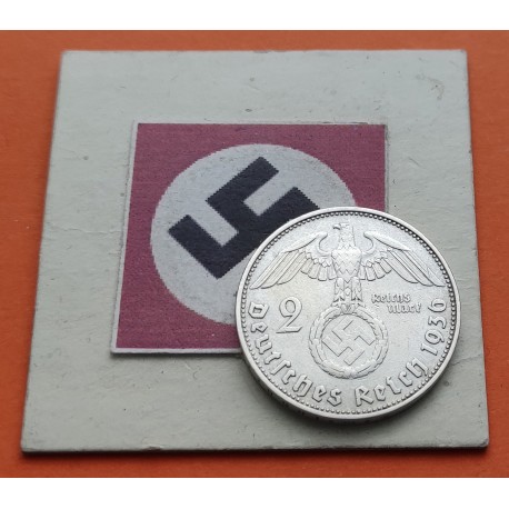 ALEMANIA 2 MARCOS 1936 D AGUILA ESVASTICA NAZI III REICH PLATA 2