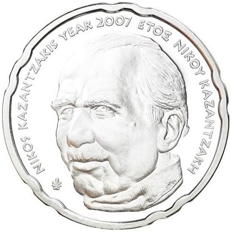 GRECIA 10 EUROS 2007 PLATA PROOF NIKOS KAZANTZAKIS Silver Greece