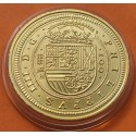 @OFERTA@ MEDALLA FNMT 1 ONZA 2002 ESPAÑA 100 ESCUDOS 1623 REY FELIPE IIII PLATA BAÑO DE ORO serie HOMENAJE A LA PESETA cápsula