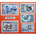 EUSKADI 5+10+25+50+100 PESETAS 1937 BILBAO Juego completo de 5 BILLETES MBC Guerra Civil 1936 EUZKADI R/3