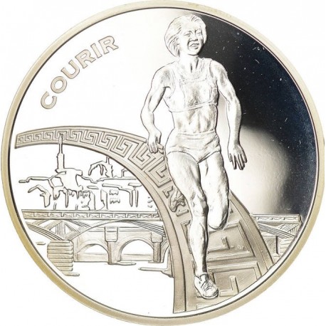 FRANCIA 1,50 EUROS 2003 CORREDOR IX CAMPEONATO MUNDIAL ATLETISMO KM.1996 MONEDA DE PLATA PROOF 1-1/2 Courir