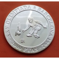 . 1 moneda + CÁPSULA x ESPAÑA 2000 PESETAS 1991 BOLOS 3ª SERIE Olimpiada de Barcelona 1992 MONEDA DE PLATA FDC SC