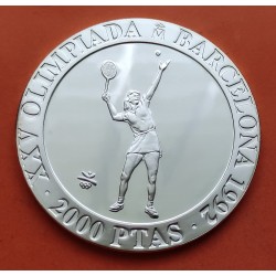 . 1 moneda + CÁPSULA x ESPAÑA 2000 PESETAS 1991 TENIS FEMENINO 3ª SERIE Olimpiada de Barcelona 1992 MONEDA DE PLATA FDC SC