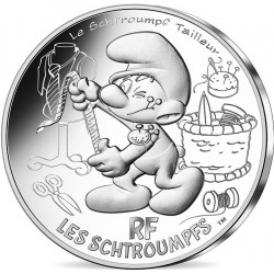 FRANCIA 10 EUROS 2020 EL PITUFO SASTRE nº 9 de 20 LOS PITUFOS Serie 1ª MONEDA DE PLATA SC Estuche LES SCHTROUMPFS Tailleur