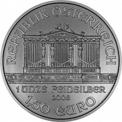 . @1º AÑO DE EMISION@ AUSTRIA 1,50 EUROS 2008 FILARMONICA MONEDA DE PLATA SC 1 ONZA OZ OUNCE Österreich silver Philharmonic