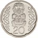 NUEVA ZELANDA 20 CENTAVOS 1990 TOTEM ABORIGEN y REINA ISABEL II KM.81 MONEDA DE NICKEL SC- New Zealand