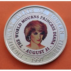 @COLORES@ SOMALIA 250 SHILLINGS 1997 PRINCESA DIANA SIGNIFICANT EVENTS OF MODERN TIMES MONEDA DE PLATA PROOF