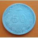 1º AÑO DE FABRICACIÓN x MEXICO 50 CENTAVOS 1919 AGUILA KM.447 MONEDA DE PLATA MBC- 8,30 gramos Mejico R/2