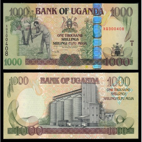 UGANDA 1000 SHILLINGS 2008 AGRICULTOR DE CAÑA DE AZUCAR, CAMIONES y FABRICA Pick 43C BILLETE SC Africa UNC BANKNOTE