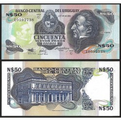 URUGUAY 50 NUEVOS PESOS 1989 ARTIGAS y PALACIO Pick 61A BILLETE SC $50 UNC BANKNOTE