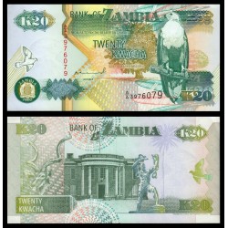 ZAMBIA 20 KWACHA 1992 PAJARO y PALACIO Pick 36A Firma 10 BILLETE SC Africa UNC BANKNOTE