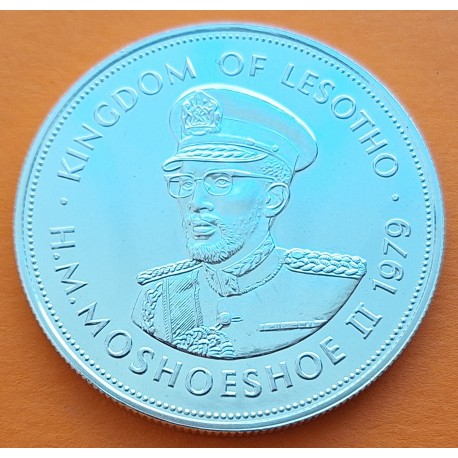 @ESCASA@ LESOTHO 15 MALOTI 1979 Rey MOSHOESHOE I y MONUMENTO KM.23 MONEDA DE PLATA SC Africa