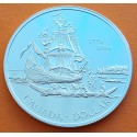 CANADA 1 DOLAR 1999 BARCO LE SANTIAGO CHARLOTTE ISLANDS EXPEDICIÓN JUAN PEREZ KM.356 MONEDA DE PLATA PROOF