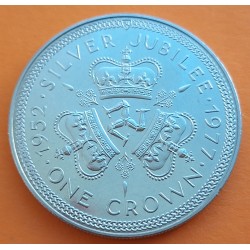 ISLA DE MAN 1 CORONA 1977 1952 QUEEN ELIZABETH SILVER JUBILEE KM.41A MONEDA DE NICKEL SC- Isle Of Man 1 crown