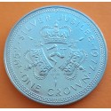 ISLA DE MAN 1 CORONA 1977 1952 QUEEN ELIZABETH SILVER JUBILEE KM.41A MONEDA DE NICKEL SC- Isle Of Man 1 crown