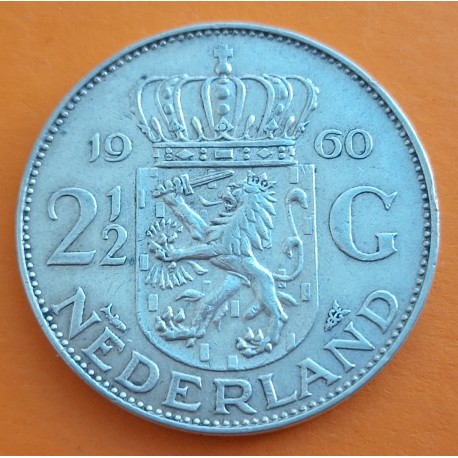 ..HOLANDA 2 1/2 GULDEN 1962 JULIANA PLATA SILVER SILBER KM*165