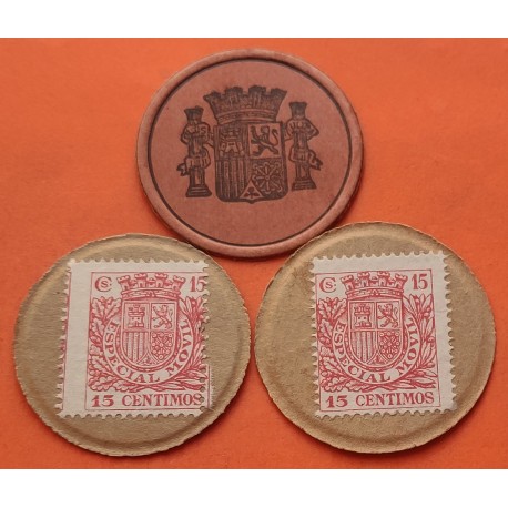 . .20 MONEDAS/CARTON 1937 REPUBLICA ESPAÑOLA 10+25+50 CENTIMOS