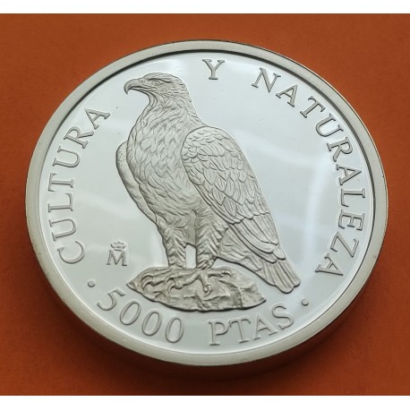 . @OFERTA@ ESPAÑA 5000 PESETAS 1994 AGUILA IMPERIAL CULTURA y NATURALEZA 1ª Serie MONEDA DE PLATA NO ESTUCHE 1,60 ONZAS