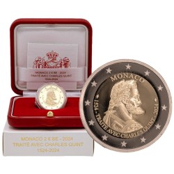 . 1 coin @22/SEP Envío@ x MONACO 2 EUROS 2022 REY ALBERTO I PROOF ESTUCHE RARA 15.000 uds. MONEDA CONMEMORATIVA