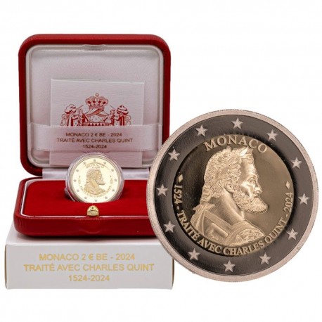 . 1 coin @22/SEP Envío@ x MONACO 2 EUROS 2022 REY ALBERTO I PROOF ESTUCHE RARA 15.000 uds. MONEDA CONMEMORATIVA