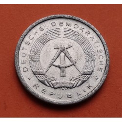 ALEMANIA DEMOCRATICA 1 PFENNIG 1985 A ESCUDO KM.5 MONEDA DE ALUMINIO EBC/SC Germany DDR RDA