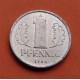 ALEMANIA DEMOCRATICA 1 PFENNIG 1985 A ESCUDO KM.5 MONEDA DE ALUMINIO EBC/SC Germany DDR RDA