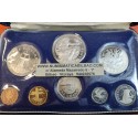 1973 BARBADOS ESTUCHE OFICIAL 8 coins Silver Proof Mint Set 5 DOLARES PLATA + 10 DOLARES PLATA casi contiene 2 Onzas