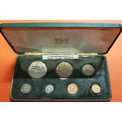 1971 TRINIDAD y TOBAGO ESTUCHE OFICIAL 7 coins Silver Proof Mint Set + 5 DOLARES PLATA @IMPERFECCIONES@