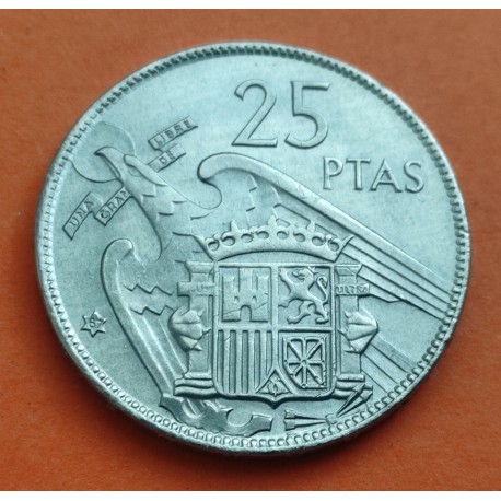 ESPAÑA 25 PESETAS 1957 * 67 ESTADO ESPAÑOL FRANCISCO FRANCO KM.787 MONEDA DE NICKEL SC- PLUS 50% - ULTRA 100% R/2