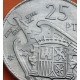 ESPAÑA 25 PESETAS 1957 * 67 FRANCO SIN CIRCULAR NICKEL MEDIOPLUS