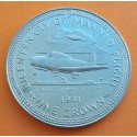 ISLA DE MAN 1 CORONA 1983 GOSTLER WHITTLE JET Avión MANNED FLIGHT KM.105 MONEDA DE NICKEL EBC Isle of Crown