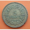 FRANCIA 5 FRANCOS 1940 DAMA Tipo LAVRILLIER KM.888.A.1 MONEDA DE LATON MBC+ France PRE OCUPACION NAZI WWII