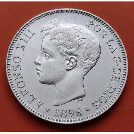 @PRECIOSA@ ESPAÑA 5 PESETAS 1898 * 18 98 SGV REY ALFONSO XIII KM.707 MONEDA DE PLATA (DURO) Spain silver R/3