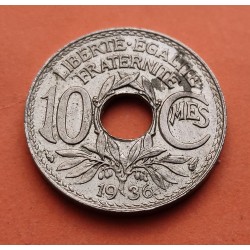 FRANCIA 10 CENTIMOS 1936 Tipo LINDAUER KM.866 MONEDA DE NICKEL EBC- France PRE INVASION NAZI WWII