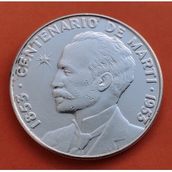 CUBA 1 PESO 1953 CENTENARIO DE JOSE MARTI KM.29 MONEDA DE PLATA MBC++ Silver Coin R/1