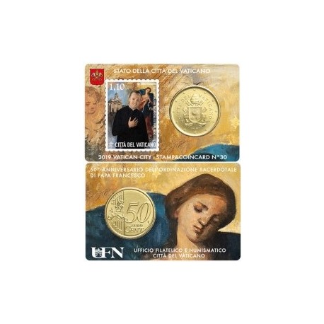 . 2015 VATICANO 50 CENTIMOS COINCARD Nº 6 COIN CARD EURO