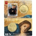 VATICANO 50 CENTIMOS 2019 ESCUDO DEL PAPA FRANCISCO CON SELLO DE 1.10 EURO MONEDA DE LATON COINCARD Nº 30 + STAMP